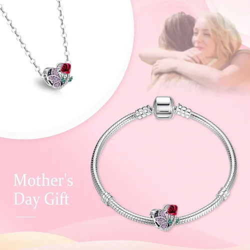 Miniatura 6 de NINGAN Juego de ofertas dijes de piedra natal y dije de mariposa de flor de rosa, Plata