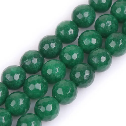 Miniatura 40 de JOE FOREMAN Cuentas redondas de piedra natural de jade amarillo facetadas de 0.47 pulgadas para fabricación de joyas, cuentas de 15 pulgadas
