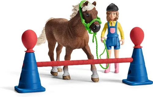 Miniatura 10 de Schleich Farm World - Juego de entrenamiento de agilidad de poni con caballo, entrenador y accesorios, juego de 41 piezas de poni, entrenador