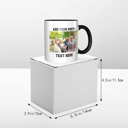 Miniatura 6 de Tazas de café con foto personalizada, taza personalizada con texto fotográfico, haz tu propia taza, taza de café con acento de cerámica, taza Negro