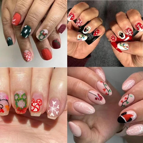 Miniatura 3 de 8 hojas de calcomanías navideñas para decoración de uñas, calcomanías de dibujos animados 3D con diseños de árboles de guirnalda de Navidad