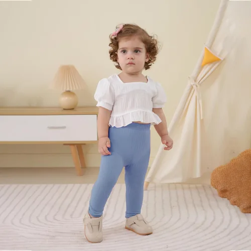 Miniatura 3 de Paquete de 5 pantalones de bebé para niña, pantalones acanalados con volantes acampanados, leggings para bebé, pantalones acampanados para niña