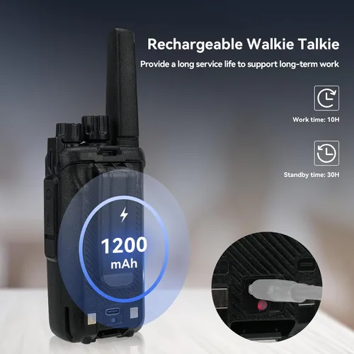 Miniatura 5 de Retevis RT68H Walkie Talkies para adultos de largo alcance, radios portátiles FRS de dos vías recargables, intuitivas, pantalla de potencia