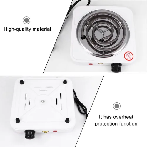 Miniatura 8 de Estufa eléctrica portátil de un solo quemador con control de temperatura ajustable, placa de calefacción de bobina eficiente, placa de calefacción