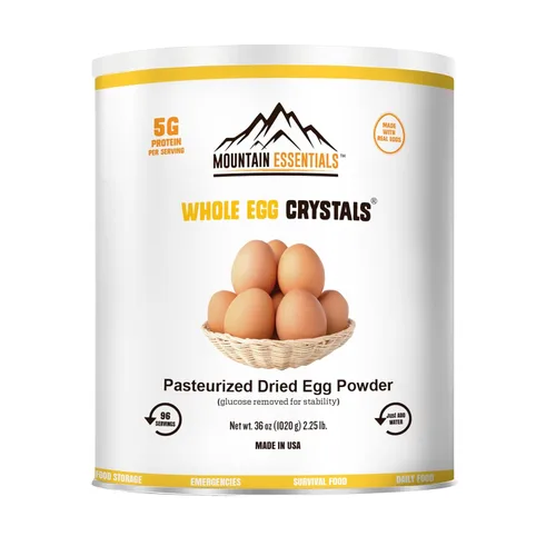 Mountain Essentials Cristales de huevo en polvo enteros deshidratados hechos de ingredientes totalmente naturales | Almacenamiento a largo plazo