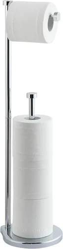 SunnyPoint Soporte de papel higiénico de baño independiente con reserva, el área de reserva tiene suficiente espacio para rollo jumbo (cromado)