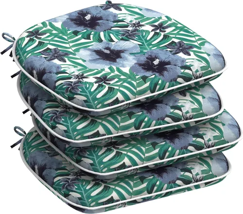 Miniatura 73 de DYTXIII Juego de 2 cojines para sillas de exterior con lazos, almohadillas repelentes al agua para sillas de patio de 17 x 16 pulgadas para muebles