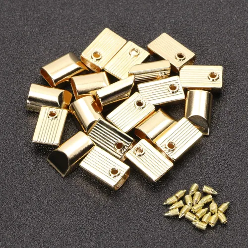 Miniatura 2 de ONLYKXY 20 tapones de metal con cremallera, estilo rectangular, clip de cola con cremallera (dorado claro)