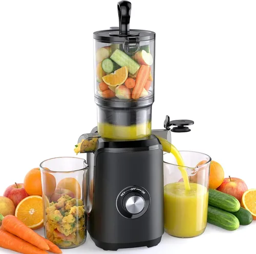 Miniatura 12 de NEWBULIG Exprimidor de prensa en frío, exprimidor de masticación con alto rendimiento de jugo, función inversa, detiene la oxidación y es fácil