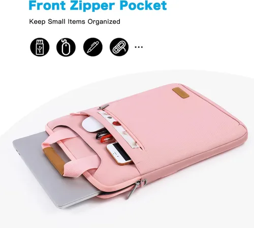Miniatura 3 de MOSISO Bolsa de hombro vertical para laptop, bolsas de computadora de 15 a 16 pulgadas compatibles con MacBook Air de 15 pulgadas/Pro de 16 Rosa