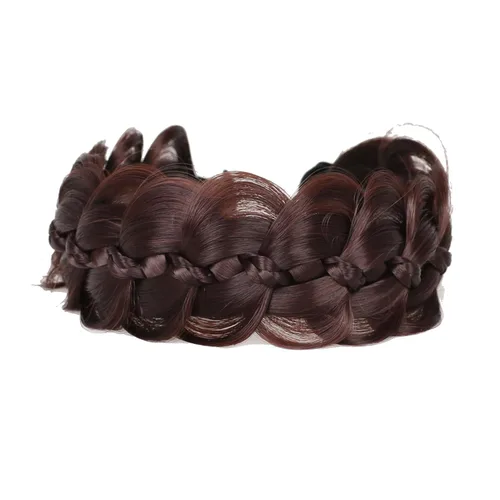 Miniatura 5 de Diadema trenzada de pelo sintético, aro de pelo clásico, grueso, ancho, trenzado, peluca de trenzas esponjosas, accesorio de belleza para mujeres