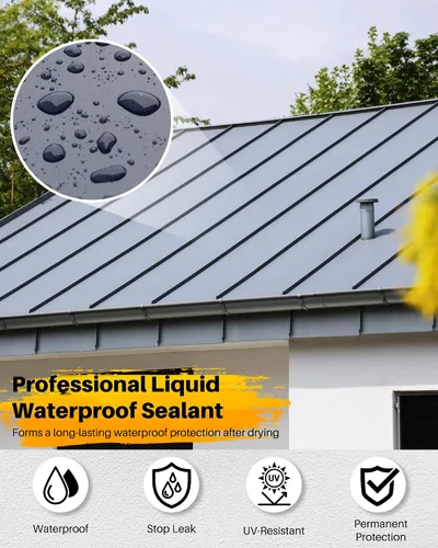 Miniatura 5 de Pintura de poliuretano impermeable negra, 1 galón, revestimiento sellador impermeable para techos planos y metálicos, fundaciones, concretos