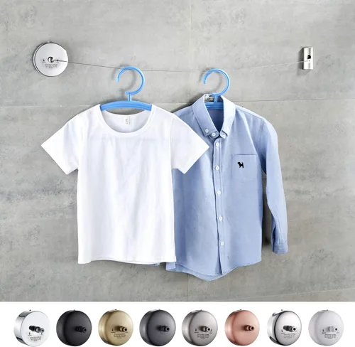 Miniatura 2 de JOOM Tendedero retráctil de acero inoxidable resistente de 9 pies (máx), para colgar en el baño, lavandería, hoteles, acabado cromado, estilo Blanco