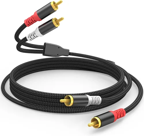 HOSONGIN Cable de audio RCA de 3.3 pies, doble blindado, sin ruido, duradero, trenzado, macho a macho, cable de audio largo para cine en casa,
