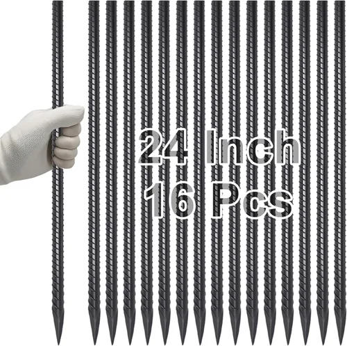 Miniatura 19 de VVOKGO - Juego de estacas de refuerzo de 24 pulgadas, estacas de forma recta para concreto, resistentes (8 piezas), estacas de acero de metal