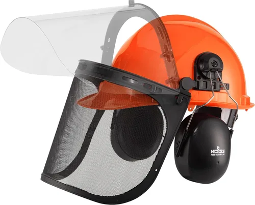 Miniatura 2 de NoCry Casco de seguridad forestal industrial 6 en 1 y sistema de protección auditiva; lentes de seguridad naranja y transparente para hombres