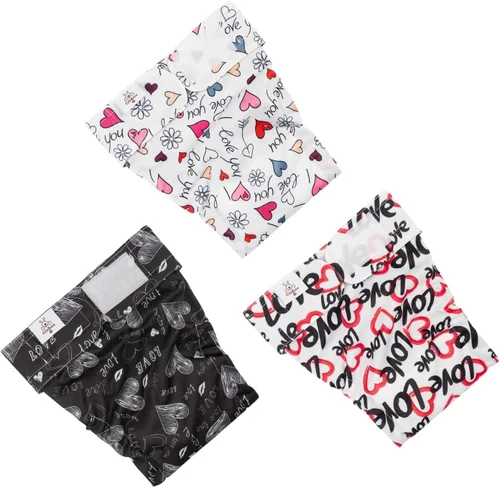 Miniatura 2 de CuteBone Pañales lavables para perras, sin agujero en la cola, paquete de 3 pantalones de entrenamiento para cachorros WWD03M