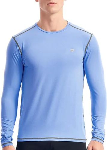 Miniatura 2 de Zengjo Camiseta de capa base para hombre, manga larga, atlética, para correr, ligera