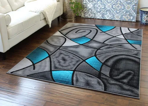 Miniatura 9 de Masada Rugs, Alfombra moderna y contemporánea, color morado, gris y negro (2 pies x 3 pies)