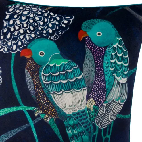 Miniatura 4 de Funda de almohada decorativa de loro verde azulado, diseño floral de pájaros tropicales, funda de almohada suave de lujo bohemia para sofá, cama