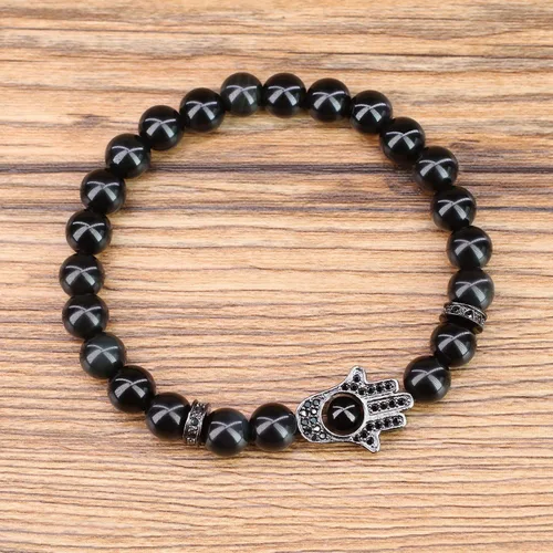 Miniatura 3 de COAI Hamsa - Pulsera de piedra de protección de mano para hombres y mujeres, Piedra