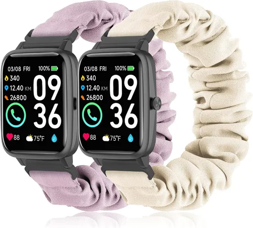 Miniatura 13 de Sunnyson Correas de 0.866 in para reloj inteligente Veryfit IDW13/IDW16/IDW19/IDW26/IDW28, paquete de 2 correas elásticas de tela elástica