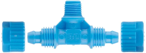 Miniatura 3 de Tefen Tubo de compresión de polipropileno de fibra de vidrio, adaptador en T, azul, tubo de 0.315 in de diámetro exterior x 1/4" BSPT macho x tubo