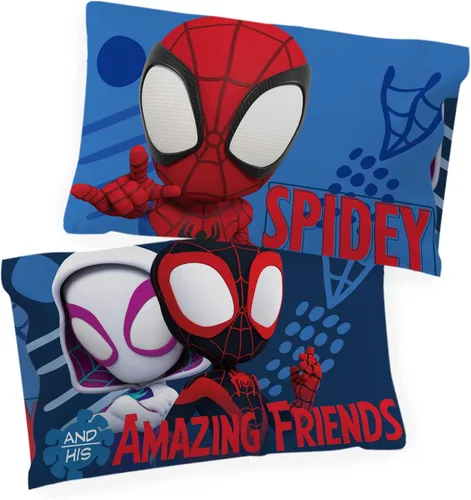 Miniatura 5 de Jay Franco Marvel Spidey and His Amazing Friends Team Spidey 1 funda de almohada reversible individual – Ropa de cama súper suave de doble cara