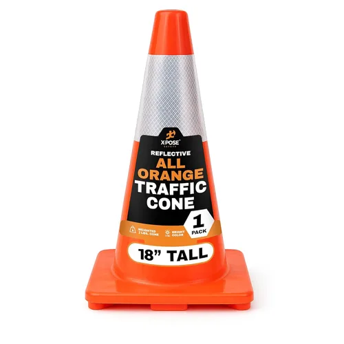 Miniatura 27 de Xpose Safety Conos de tráfico naranjas de 12 pulgadas con collar de 4 pulgadas, paquete de 4 conos de seguridad de plástico PVC multiusos