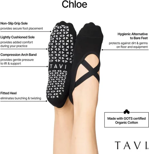 Miniatura 2 de TAVI NOIR Chloe Fashion - Calcetines de agarre antideslizantes para mujer, para yoga, pilates y barra con soporte antideslizante