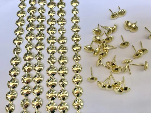 Miniatura 3 de decotacks® Clavos para tapicería, 10 tiras largas de 1.1 yardas, pueden cubrir 11 yardas (latón envejecido margarita, 7/16 pulgadas (0.433 in)