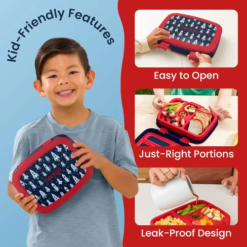 Miniatura 5 de Bentgo Kids Prints - Lonchera para niños, a prueba de derrames, con 5 compartimentos, estilo bento, tamaño de porciones ideales para edades de 3 a 7