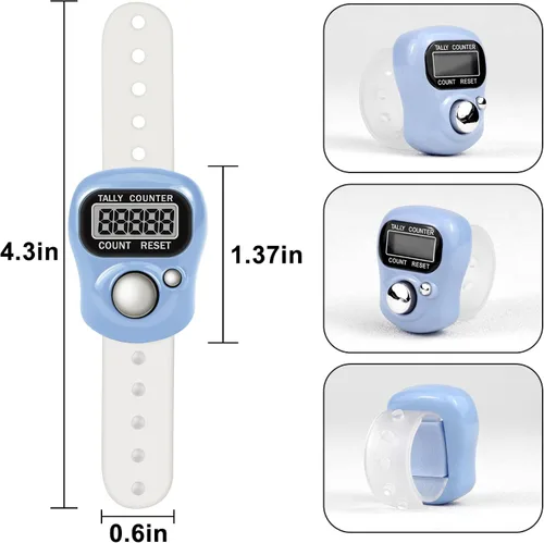 Miniatura 3 de Contador electrónico de dedo con pantalla LCD de 5 dígitos para hacer punto, regazo, contador de mercancías, golf