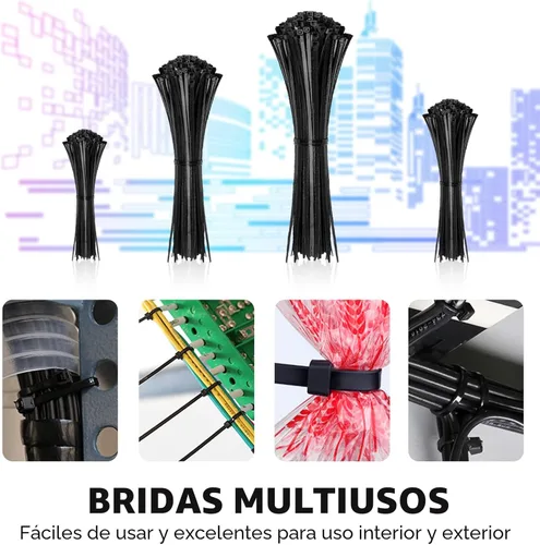 Miniatura 7 de Bridas para cables, paquete de 400 unidades, color negro, varios tamaños, 12+8+6+4 pulgadas, gestión de cables de nailon autobloqueante multiusos