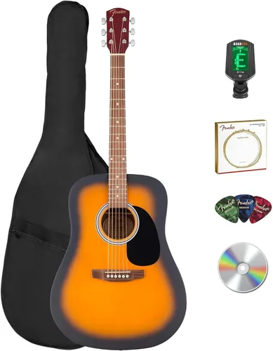 Miniatura 16 de Fender Guitarra acústica FA-125 Dreadnought - Paquete negro con estuche, afinador, correa, cuerdas, púas y DVD instructivo de Austin Bazaar