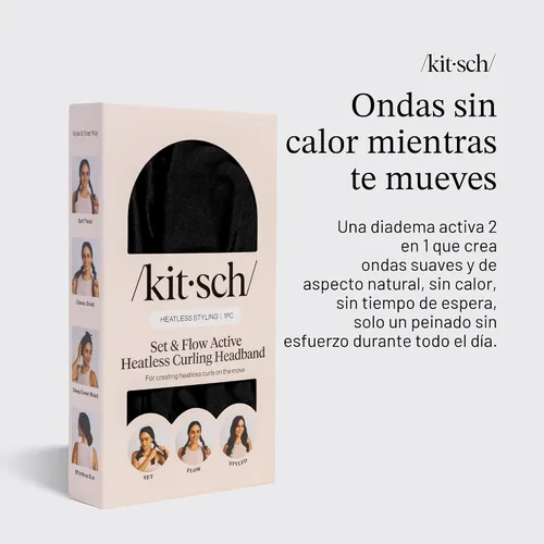 Miniatura 2 de Kitsch Set & Flow Active - Diadema rizadora sin calor para mujer, logra rizos sin calor durante la noche, sin daños por calor, rizadores sin calor