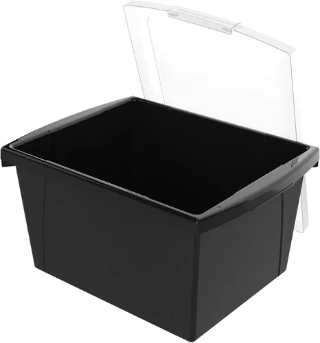 Miniatura 21 de Storex Contenedor de almacenamiento de 4 galones, organizador de plástico para libros y suministros, negro, paquete de 6 (61466C06C)