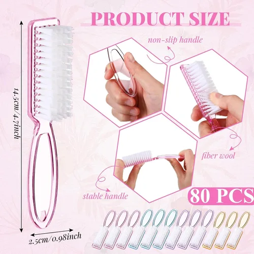 Miniatura 3 de Patelai - Cepillos de uñas a granel para limpieza de mango de uñas, cepillo de uñas colorido a granel para uñas de manos y pies, cepillos