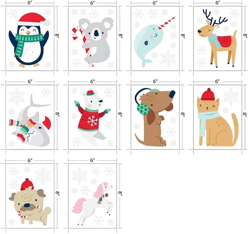 Miniatura 4 de Paper Riot Co. Calcomanías de pared de animales de nieve, lindos personajes, Navidad, vacaciones, adhesivo extraíble para aula, habitación de niños