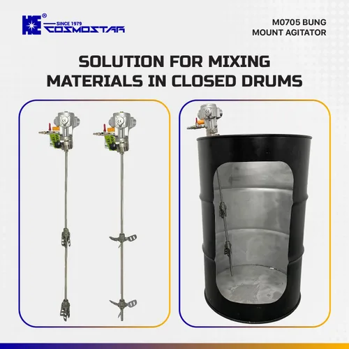 Miniatura 4 de COSMOSTAR Agitador neumático de 55 galones 1/8HP Bung Mount Tanque Mezclador de tambor Mezclador neumático de soporte, soporte de máquina