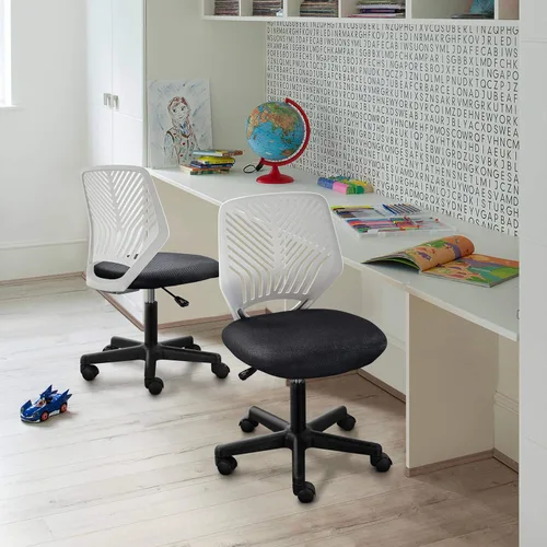 Miniatura 2 de Topeakmart Silla de escritorio sin brazos, soporte lumbar de malla, ergonómica, giratoria para espacios pequeños, gris oscuro