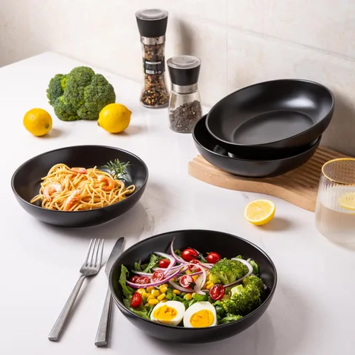 Miniatura 6 de AmorArc Juego de 4 cuencos de cerámica para pasta de 8.5 pulgadas, cuencos grandes de 32 onzas para cocina, cuencos anchos para pasta, ensalada