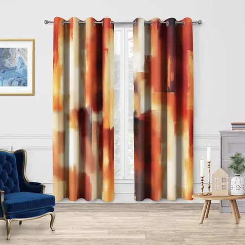 Miniatura 2 de Aimego Cortinas opacas abstractas con ojales para ventana, para el hogar, dormitorio, sala de estar, 2 paneles (42 x 54 pulgadas)