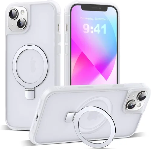 Miniatura 169 de SKYLMW – Funda compatible con iPhone 12 Pro Max y iPhone 13 Pro Max con soporte magnético invisible tipo anillo, fundas translúcidas para teléfonos