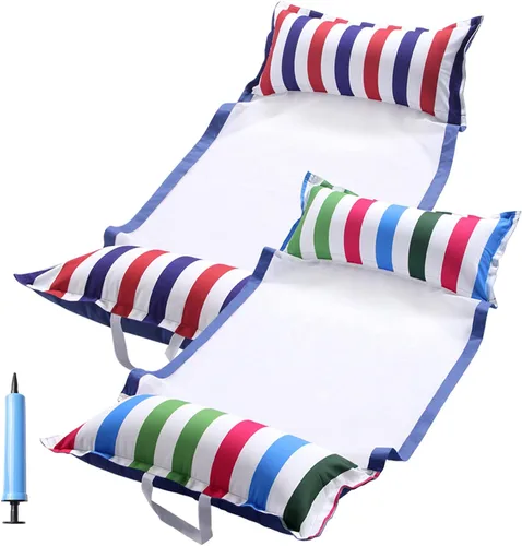 Miniatura 2 de FindUWill Hamaca flotante de tela para piscina, XL, paquete de 2 flotadores inflables multiusos para hamacas de agua