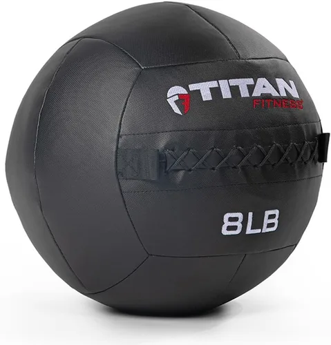Miniatura 13 de Titan Fitness LB Soft Shell - Bola de pared medicinal con laminado de policompuesto y textura cruzada, agarre antideslizante para lanzar, fuerza