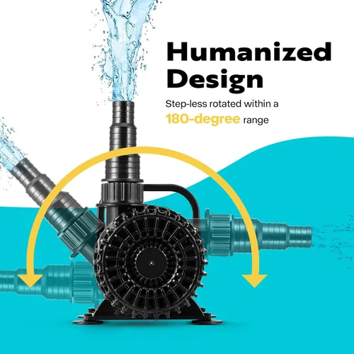Miniatura 3 de VIVOHOME - Bomba de agua sumergible de 100W 1600GPH con boquilla ajustable sin costuras de 180° y bolsa de barrera para estanques de peces, cascadas