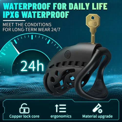 Miniatura 6 de Dispositivo de castidad masculino de choque eléctrico con control remoto, 9 intensidades e-stim, jaula de castidad con 3 anillos activos, juguete