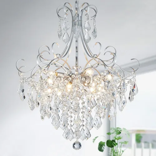 Miniatura 36 de WUZUPS Candelabro colgante de cristal con 5 luces, lámpara de techo moderna para dormitorio, pasillo, bar, cocina, baño, 20.3 pulgadas de alto