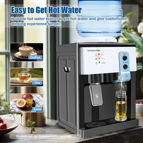 Miniatura 2 de Máquina eléctrica de agua potable fría y caliente de 5 galones, dispensador de enfriador de agua de encimera de carga superior con 3 ajustes